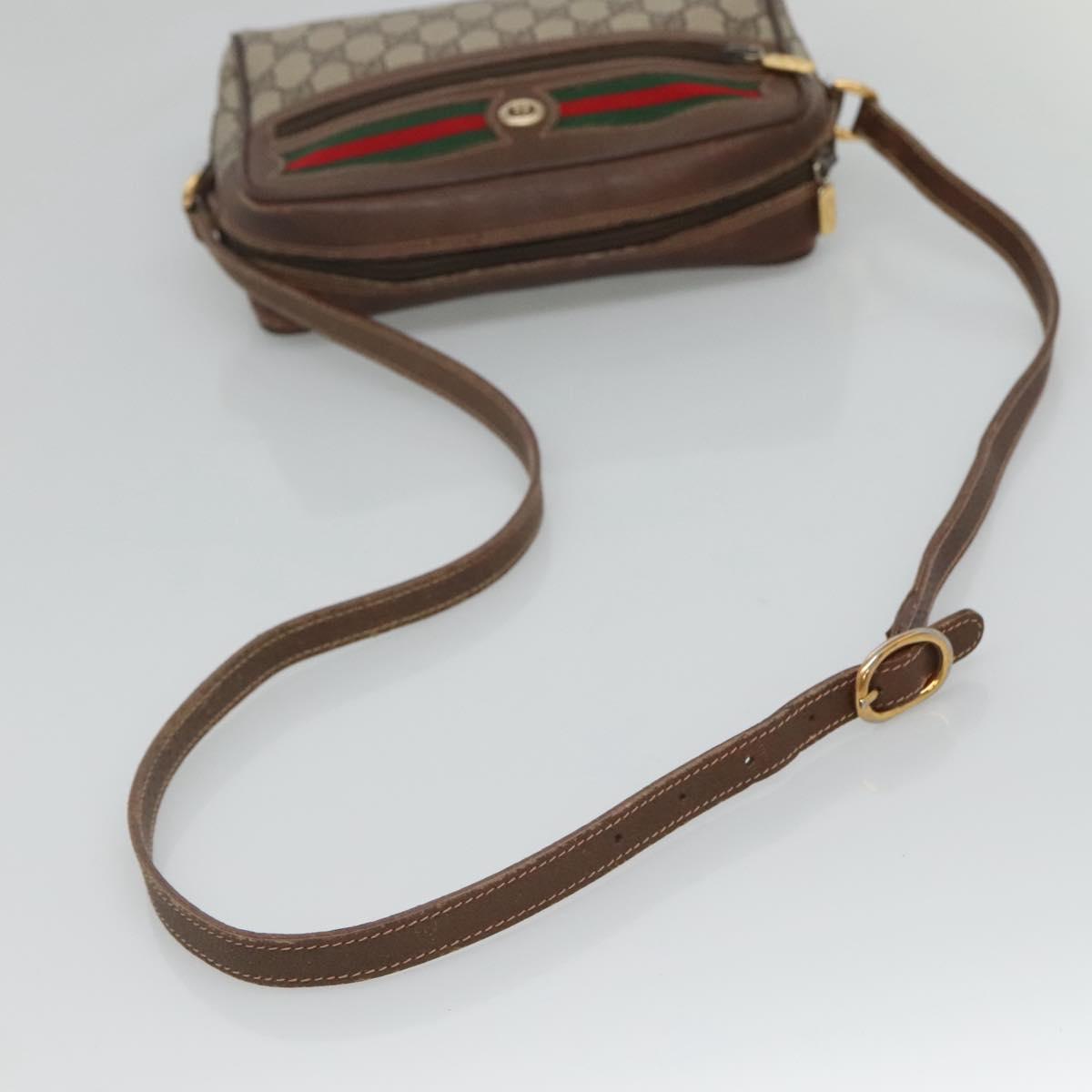 GUCCI GG Supreme Web Sherry Line Bag PVC Beige Gold 56 02 087 Auth ar13365