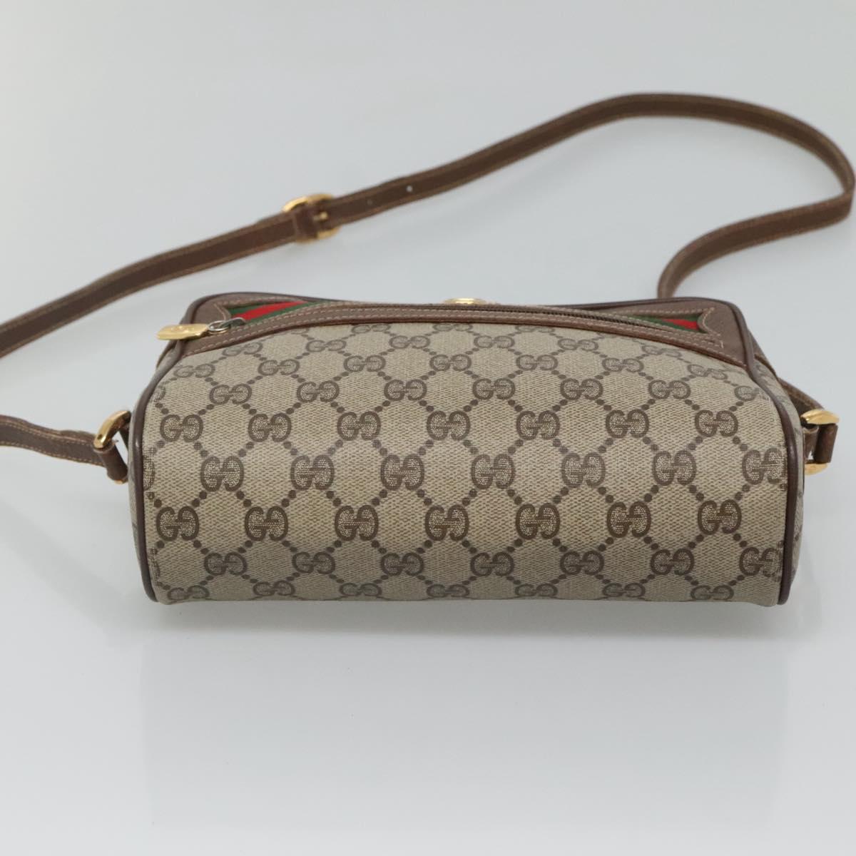 GUCCI GG Supreme Web Sherry Line Bag PVC Beige Gold 56 02 087 Auth ar13365