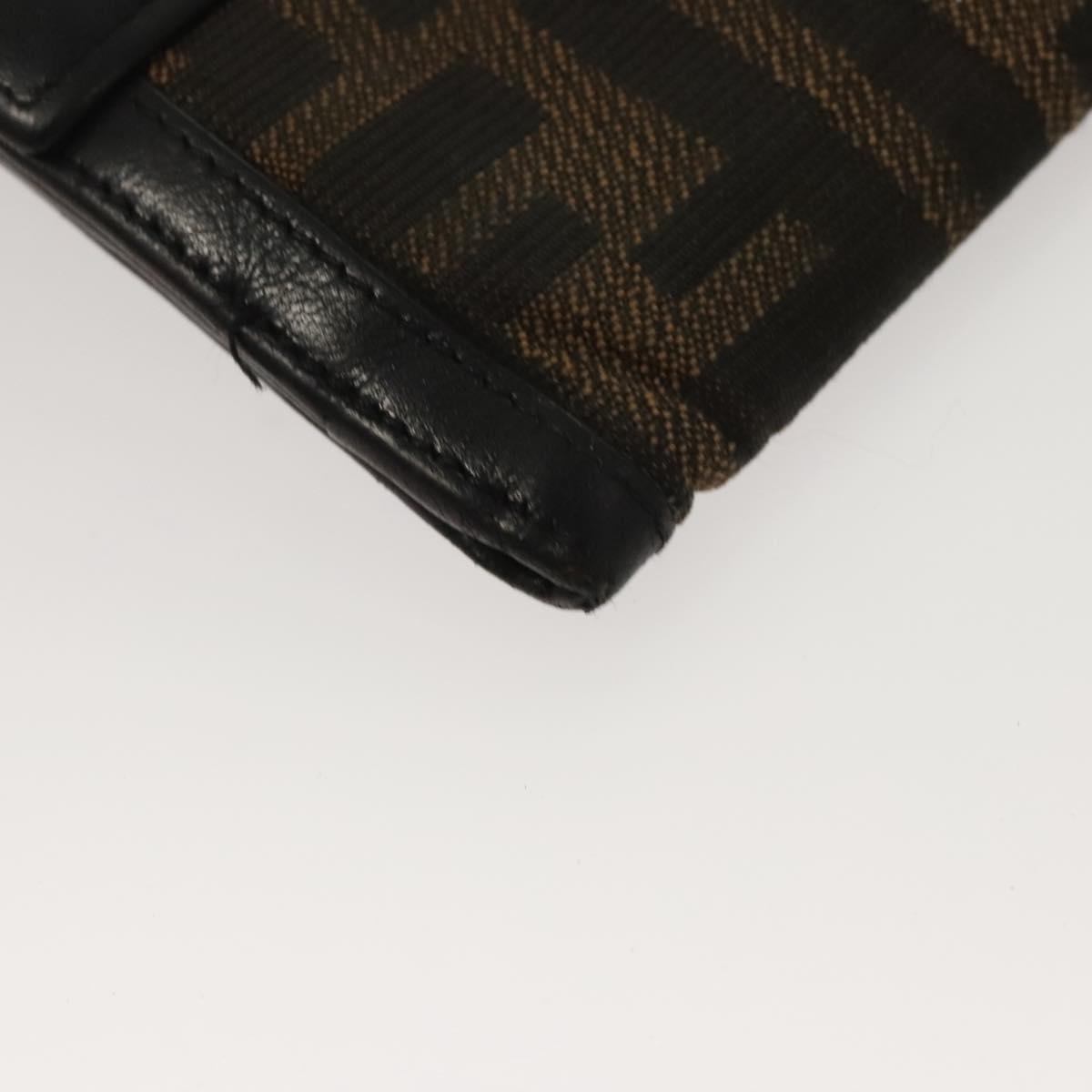 FENDI Zucca Canvas Wallet Black Brown Auth ar13376