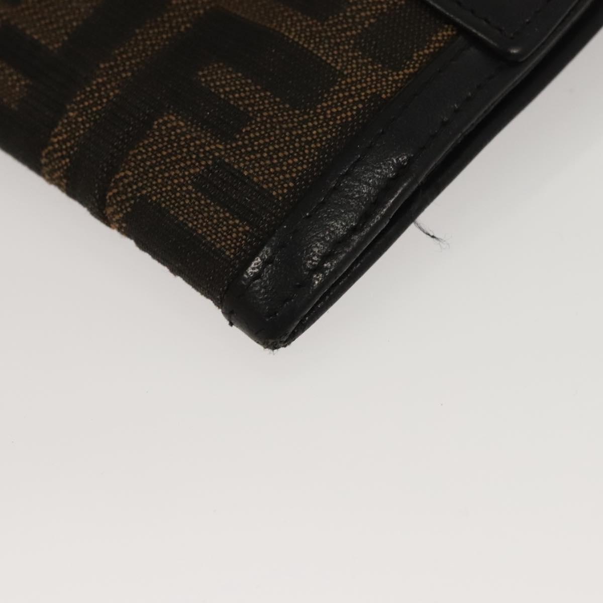 FENDI Zucca Canvas Wallet Black Brown Auth ar13376
