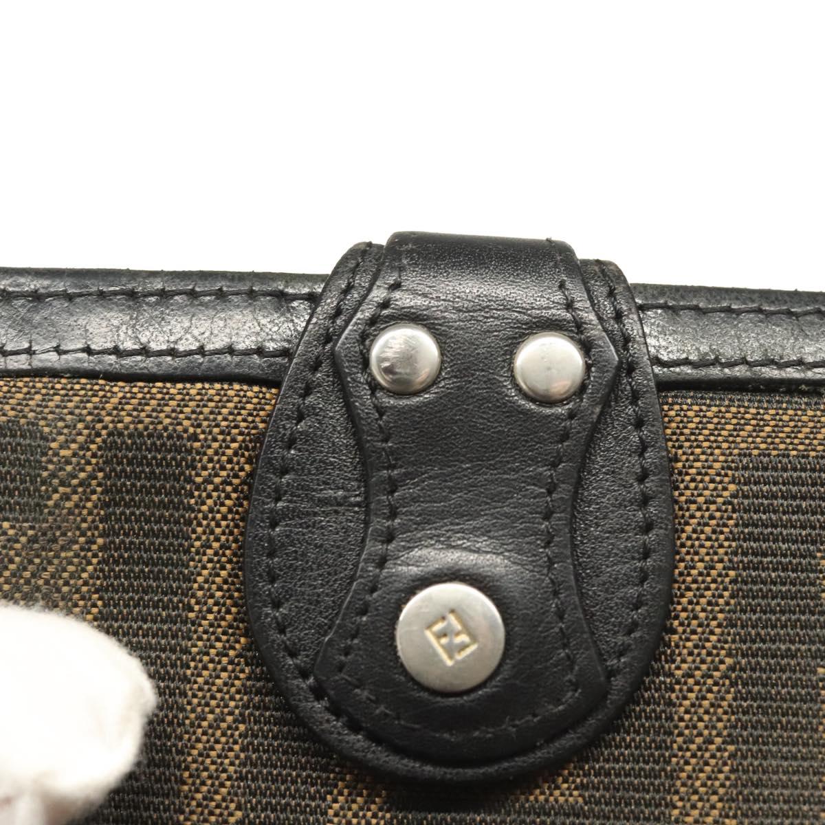 FENDI Zucca Canvas Wallet Black Brown Auth ar13376