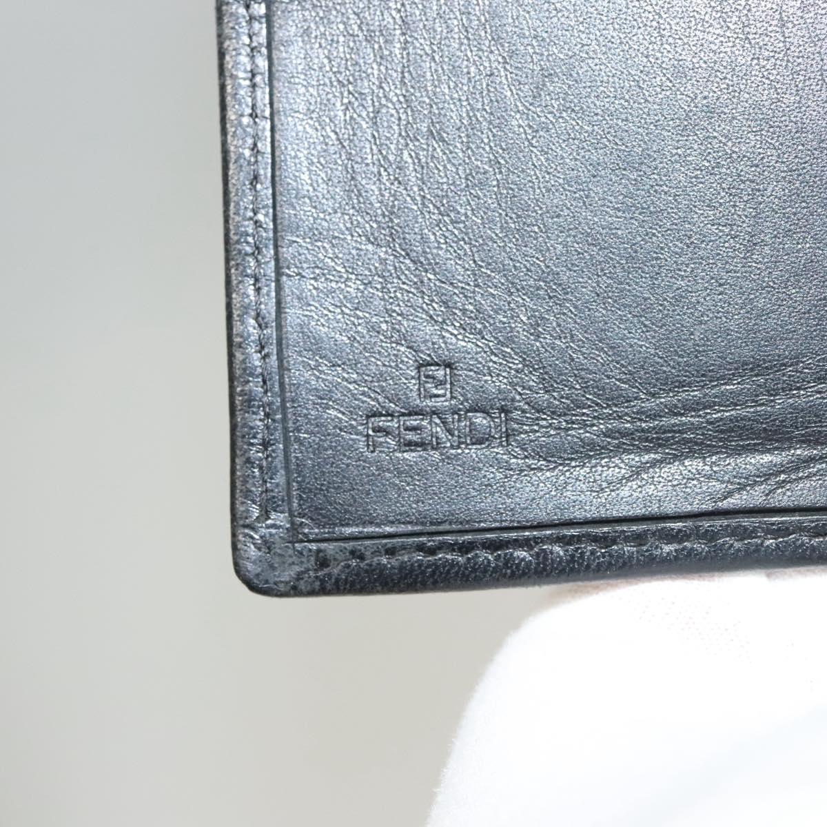 FENDI Zucca Canvas Wallet Black Brown Auth ar13376