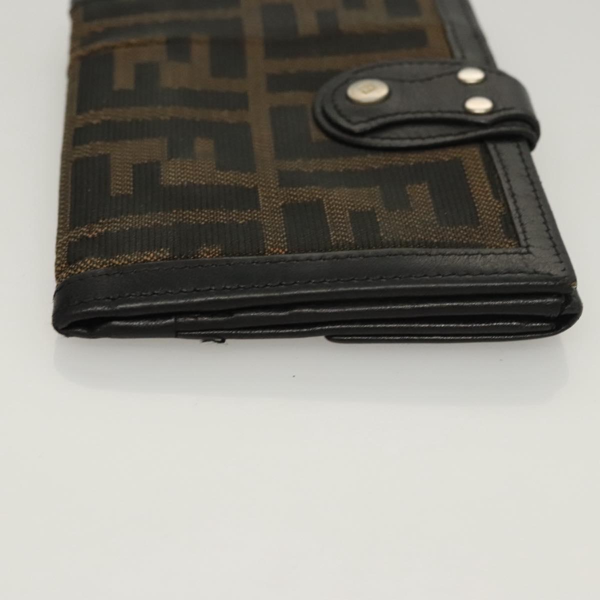 FENDI Zucca Canvas Wallet Black Brown Auth ar13376