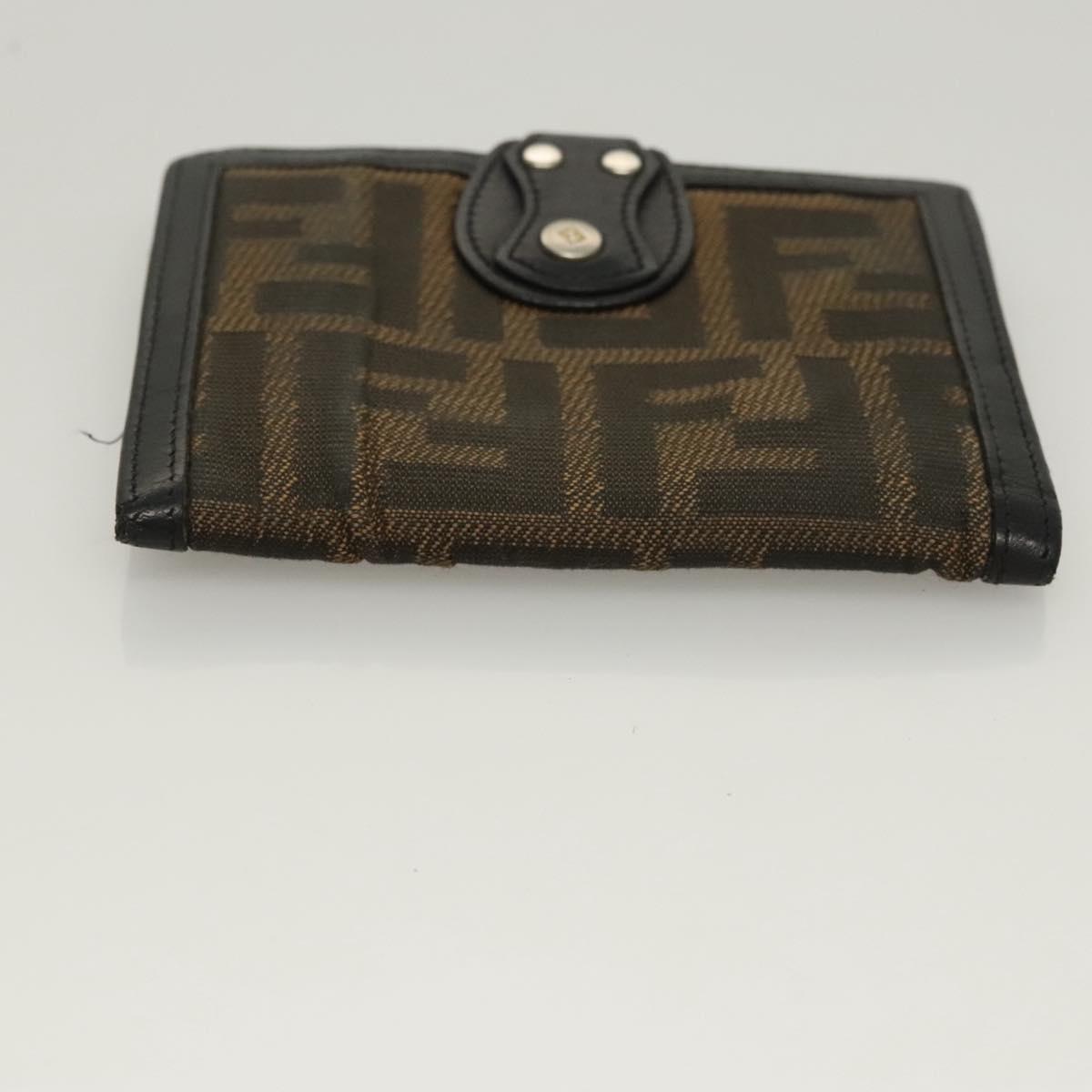 FENDI Zucca Canvas Wallet Black Brown Auth ar13376
