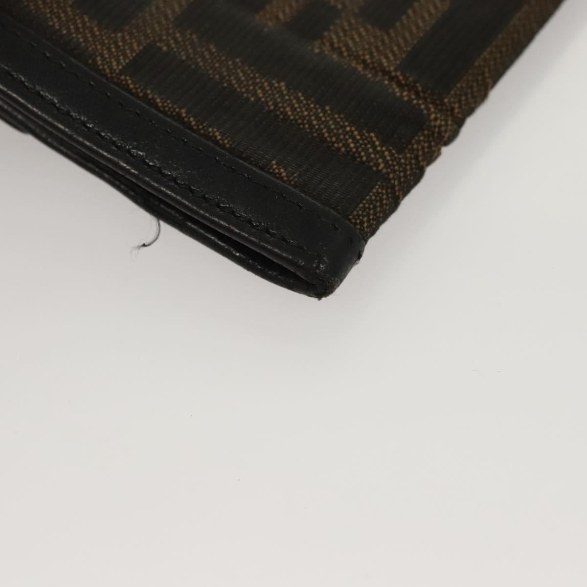 FENDI Zucca Canvas Wallet Black Brown Auth ar13376
