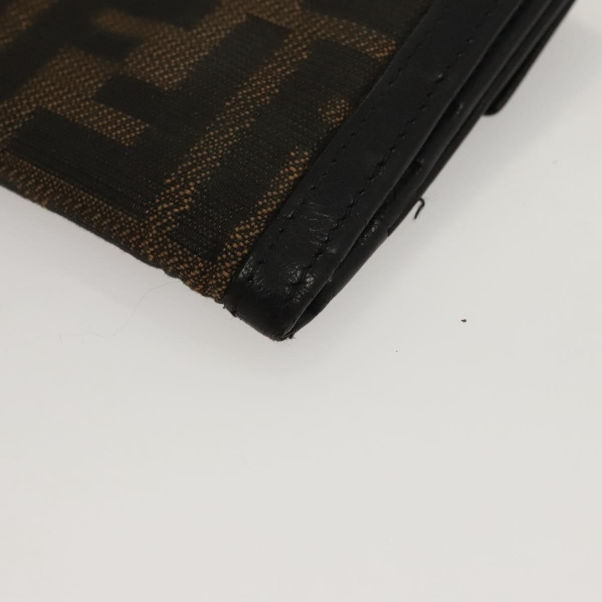 FENDI Zucca Canvas Wallet Black Brown Auth ar13376
