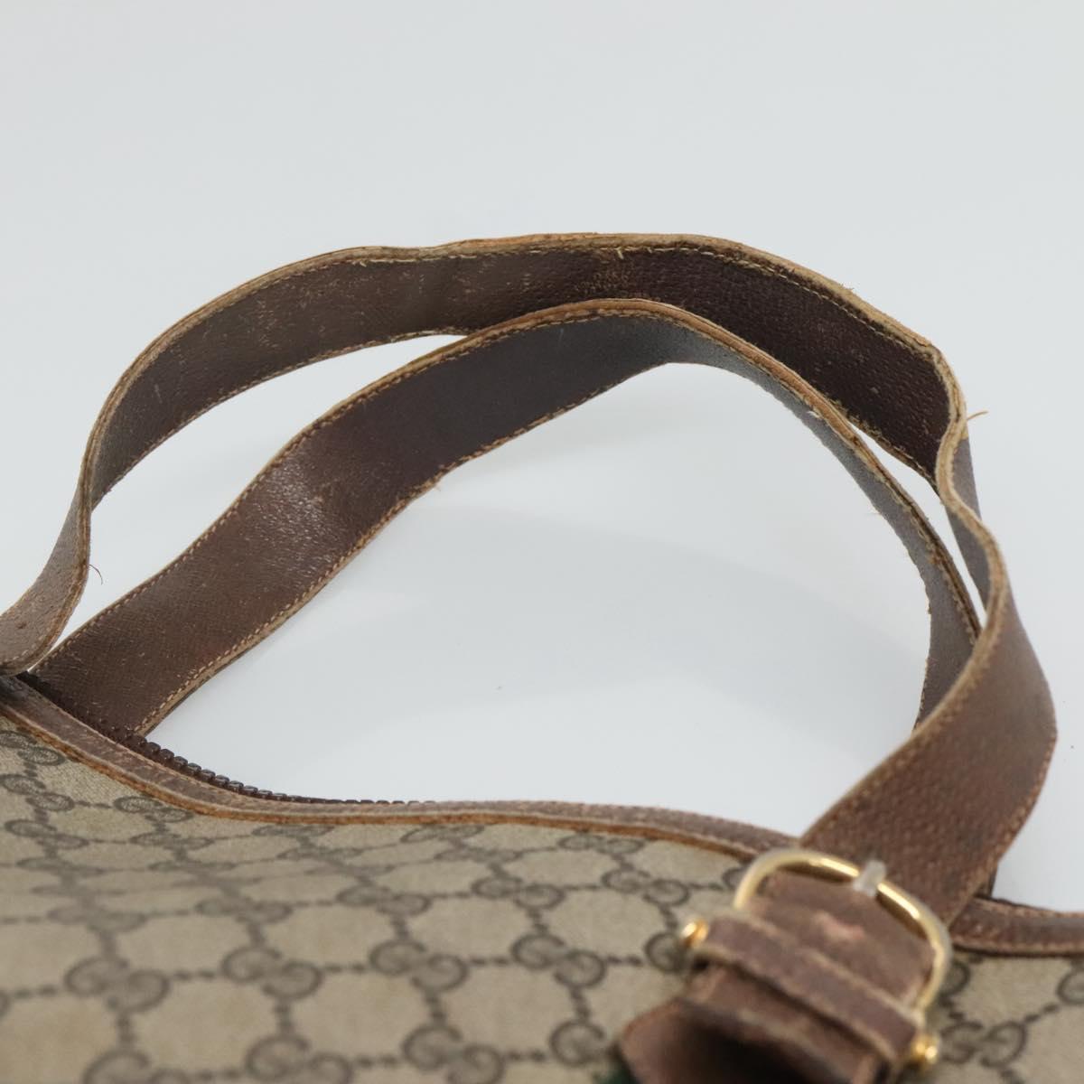 GUCCI GG Supreme Web Sherry Line Hand Bag PVC Beige Gold Auth ar13384