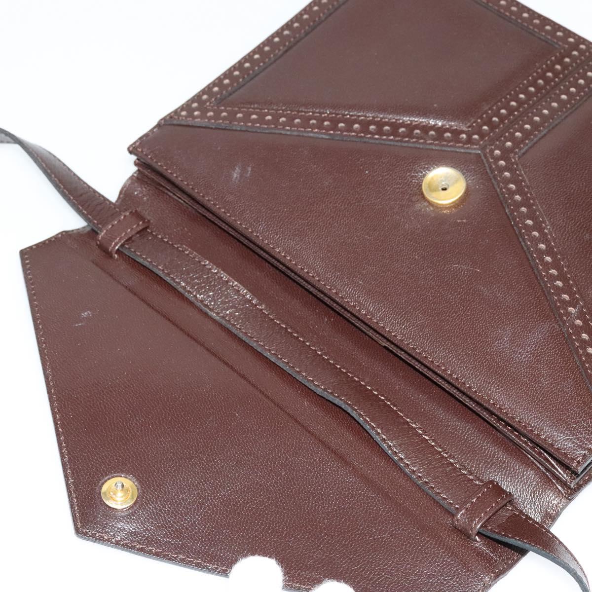 SAINT LAURENT Shoulder Bag Leather Brown Gold Auth ar13385