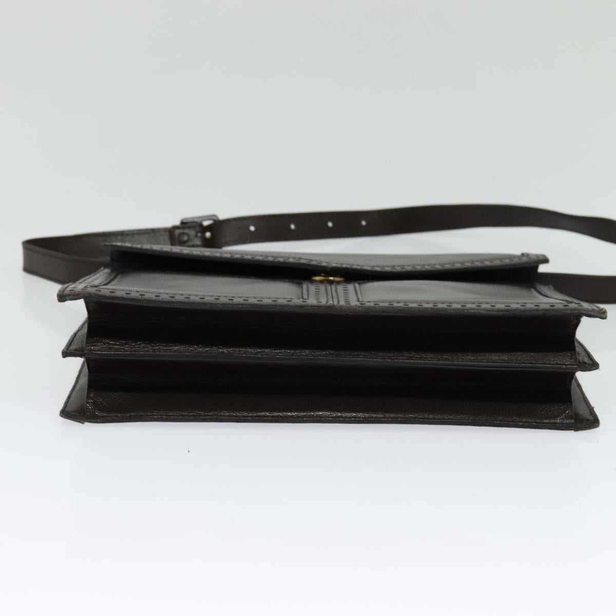 SAINT LAURENT Shoulder Bag Leather Brown Gold Auth ar13385