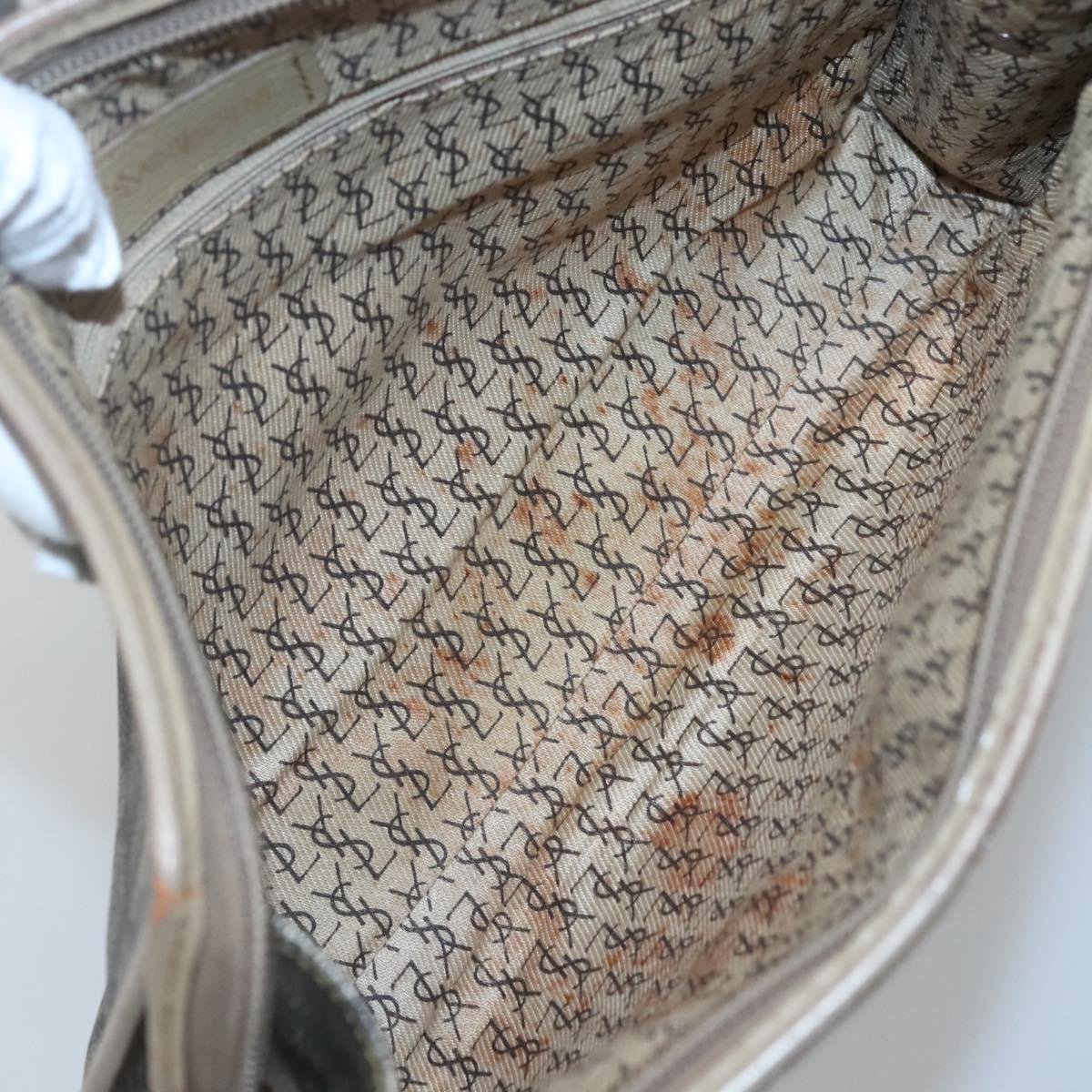 SAINT LAURENT Clutch Bag PVC Beige Auth ar13391