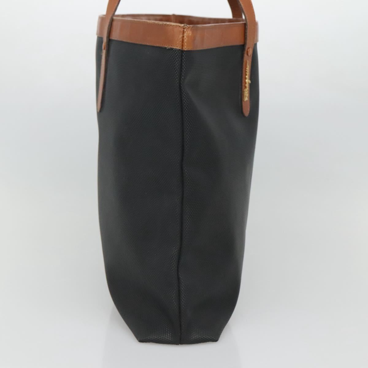 Salvatore Ferragamo Tote Bag PVC Leather Black Gold Auth ar13392