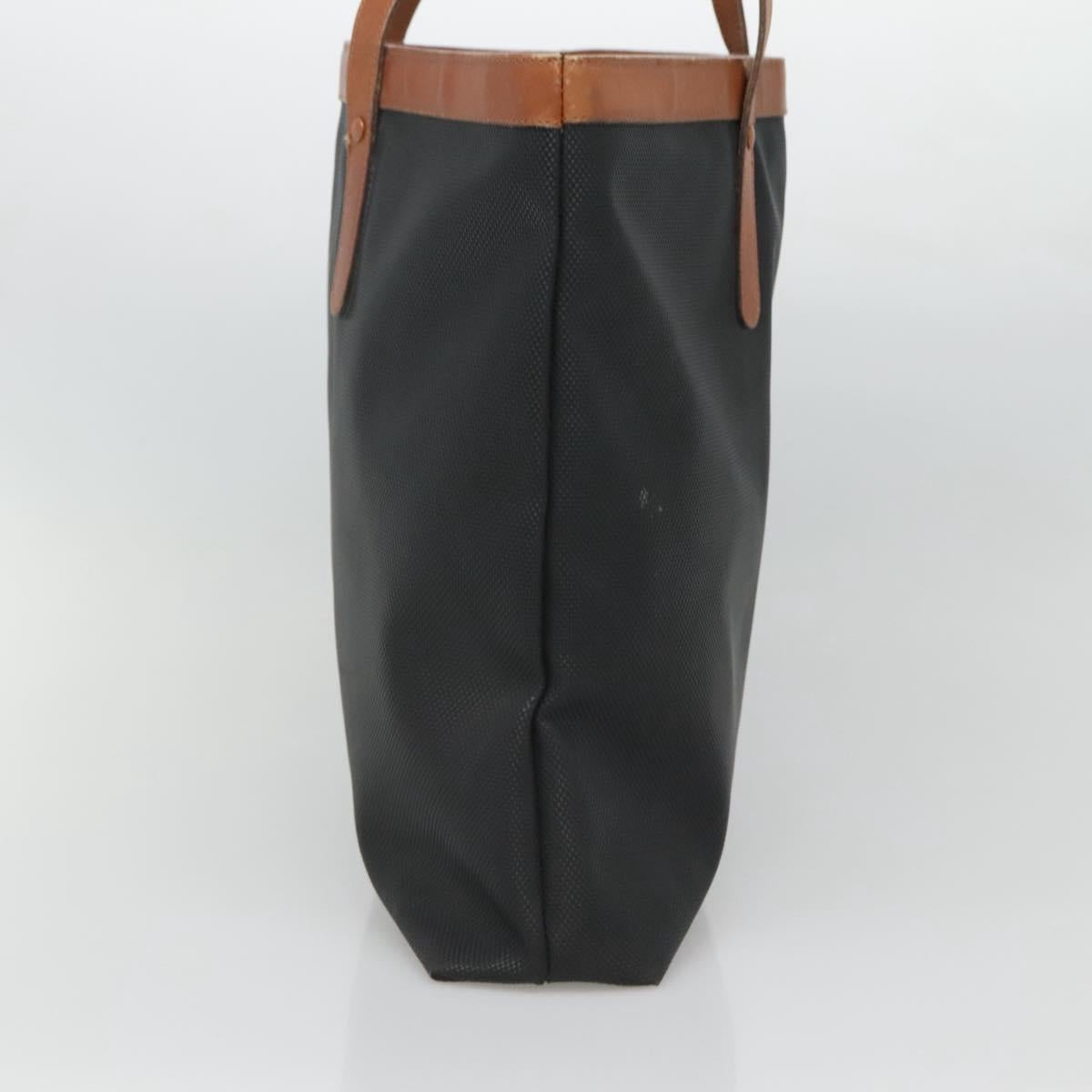 Salvatore Ferragamo Tote Bag PVC Leather Black Gold Auth ar13392