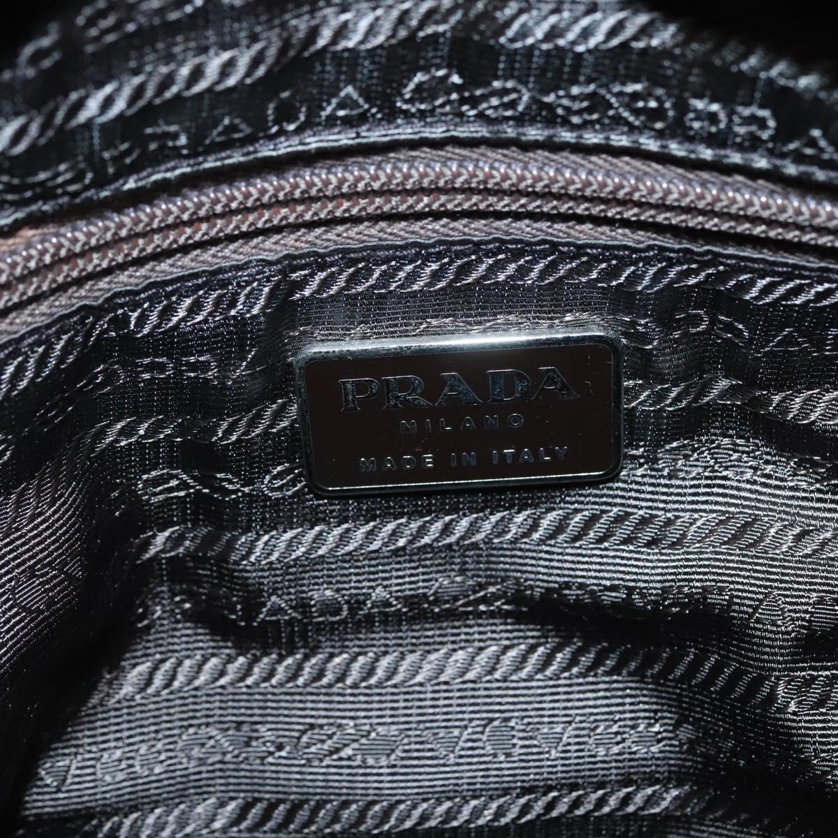 PRADA Tote Bag Nylon Beige Silver Auth ar13394