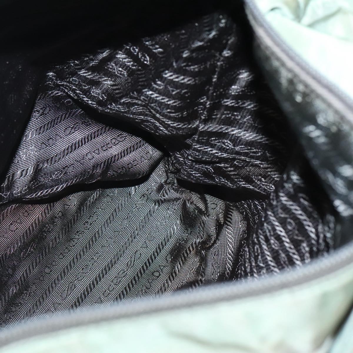 PRADA Tote Bag Nylon Beige Silver Auth ar13394