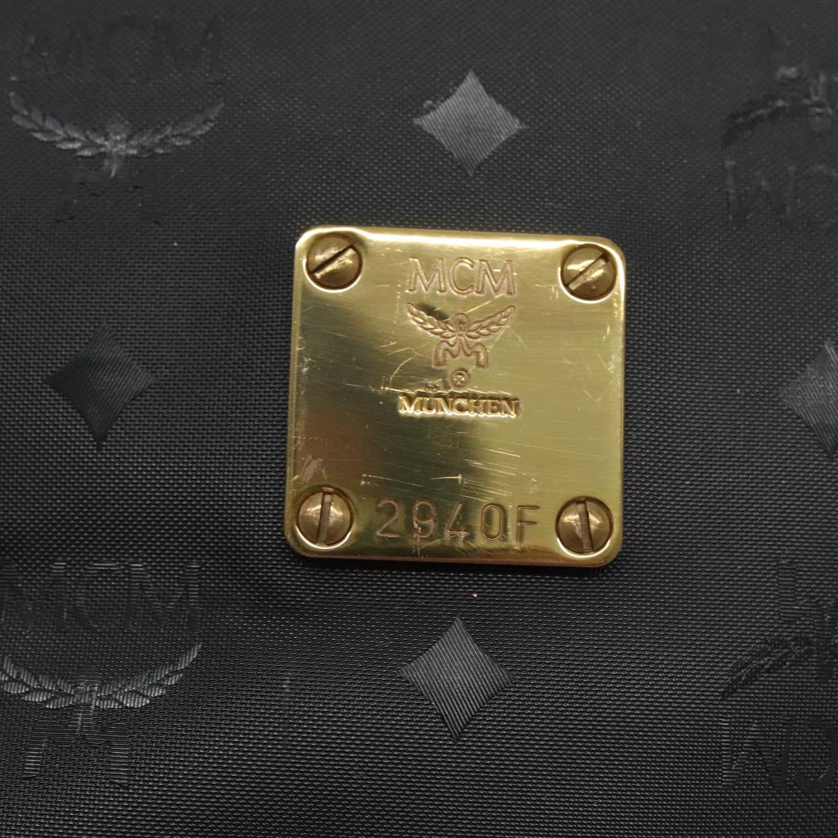 MCM Vicetos Logogram Shoulder Bag PVC Black Auth ar13398