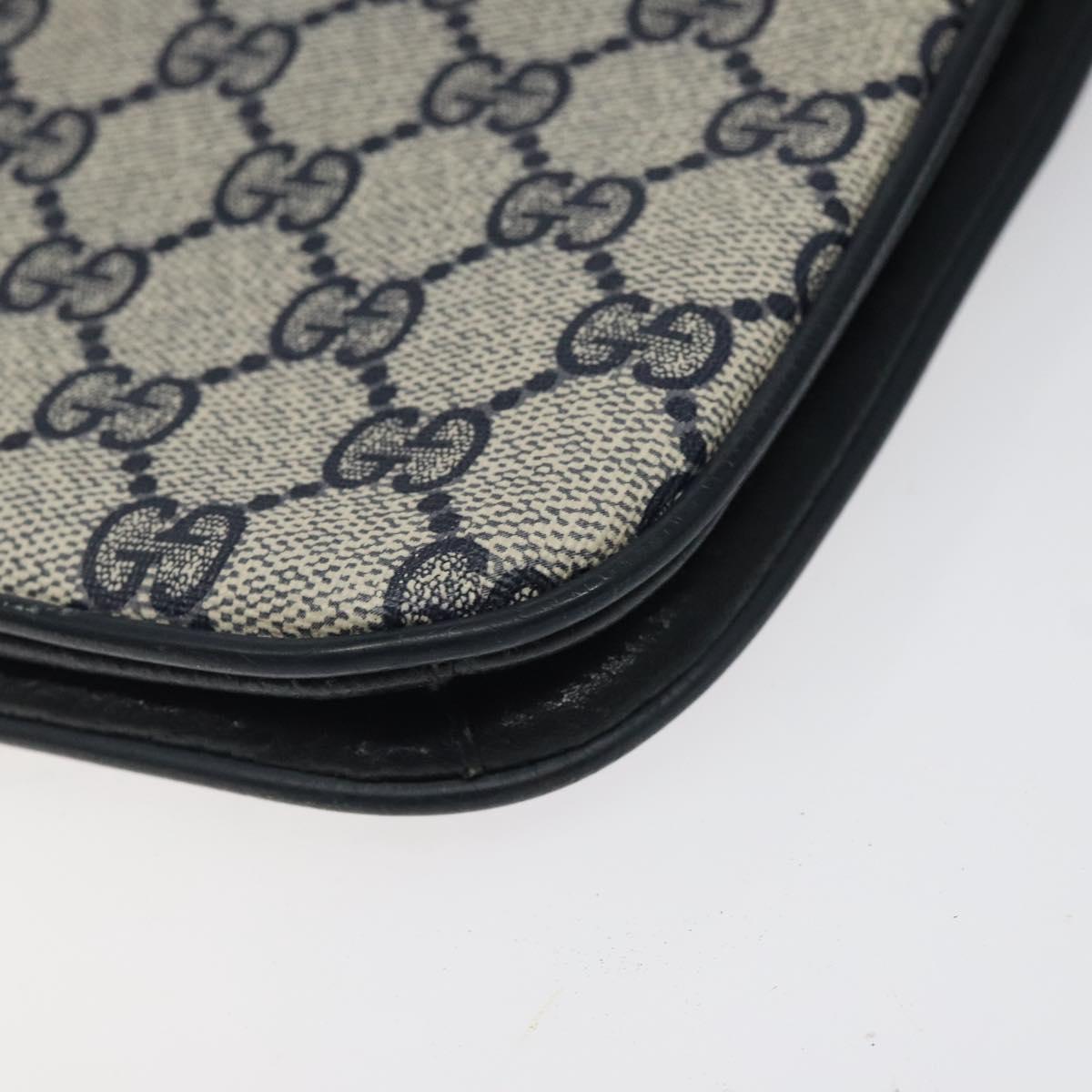 GUCCI GG Supreme Shoulder Bag PVC Navy Gold Auth ar13402