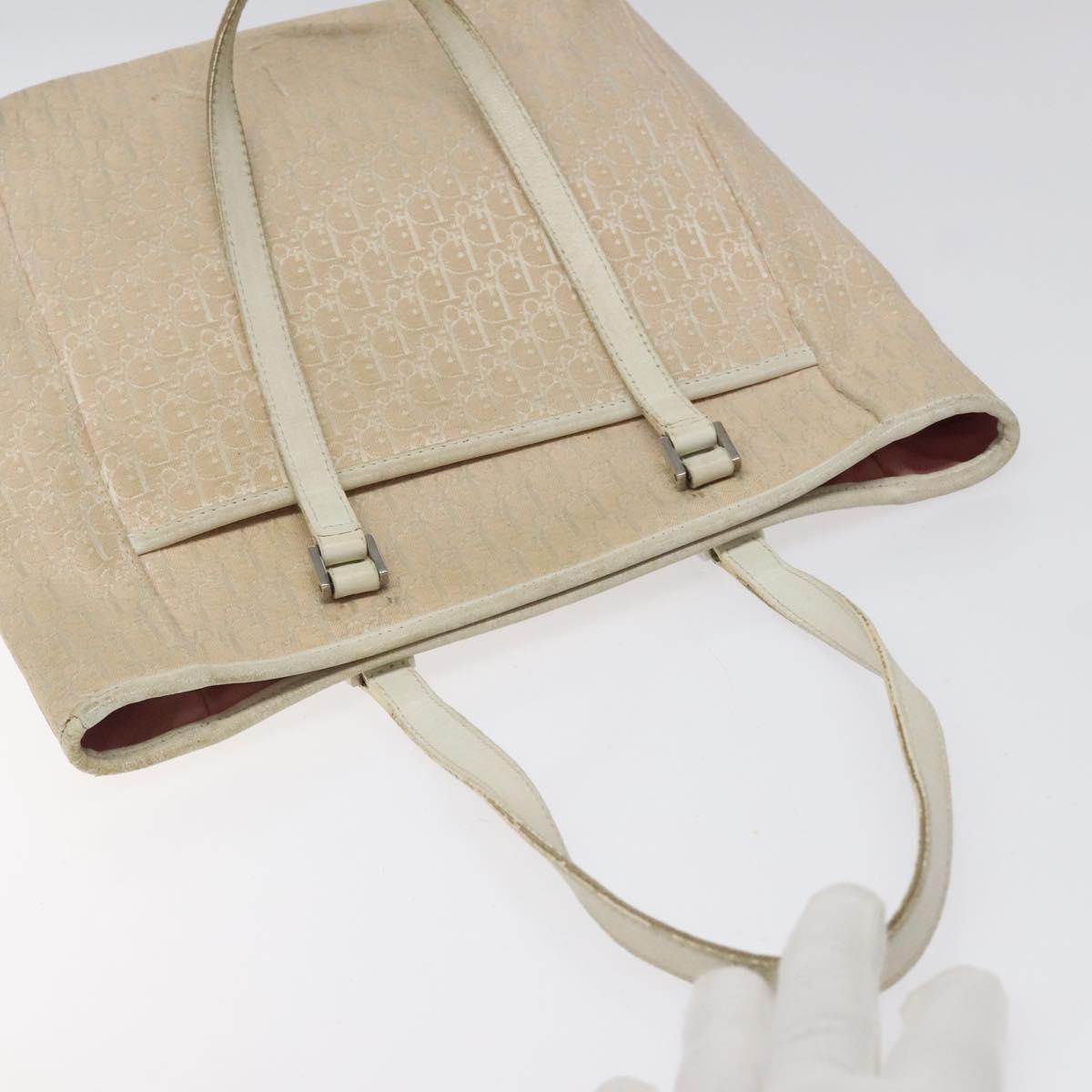 Christian Dior Trotter Canvas Tote Bag Pink Silver Auth ar13412