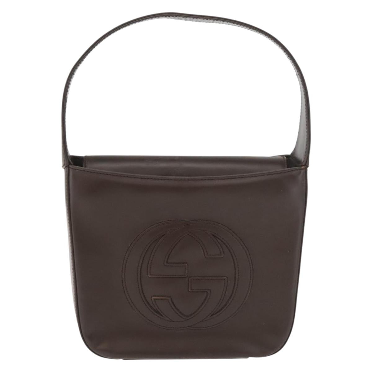 GUCCI Hand Bag Patent leather Brown Auth ar13416