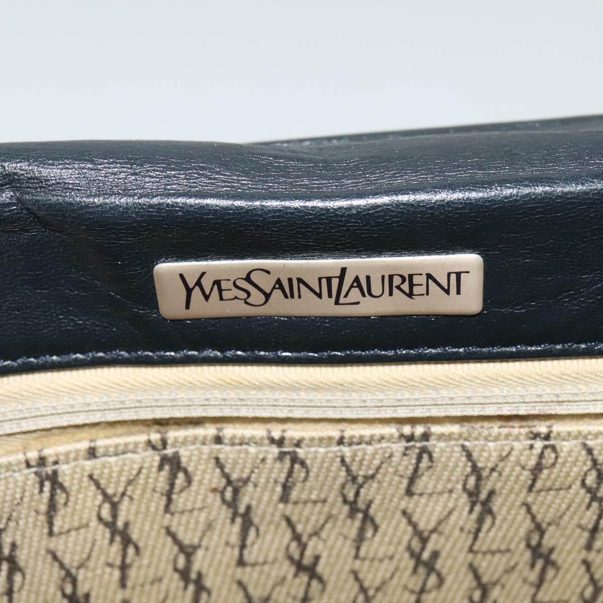 SAINT LAURENT Clutch Bag Leather Black Auth ar13423