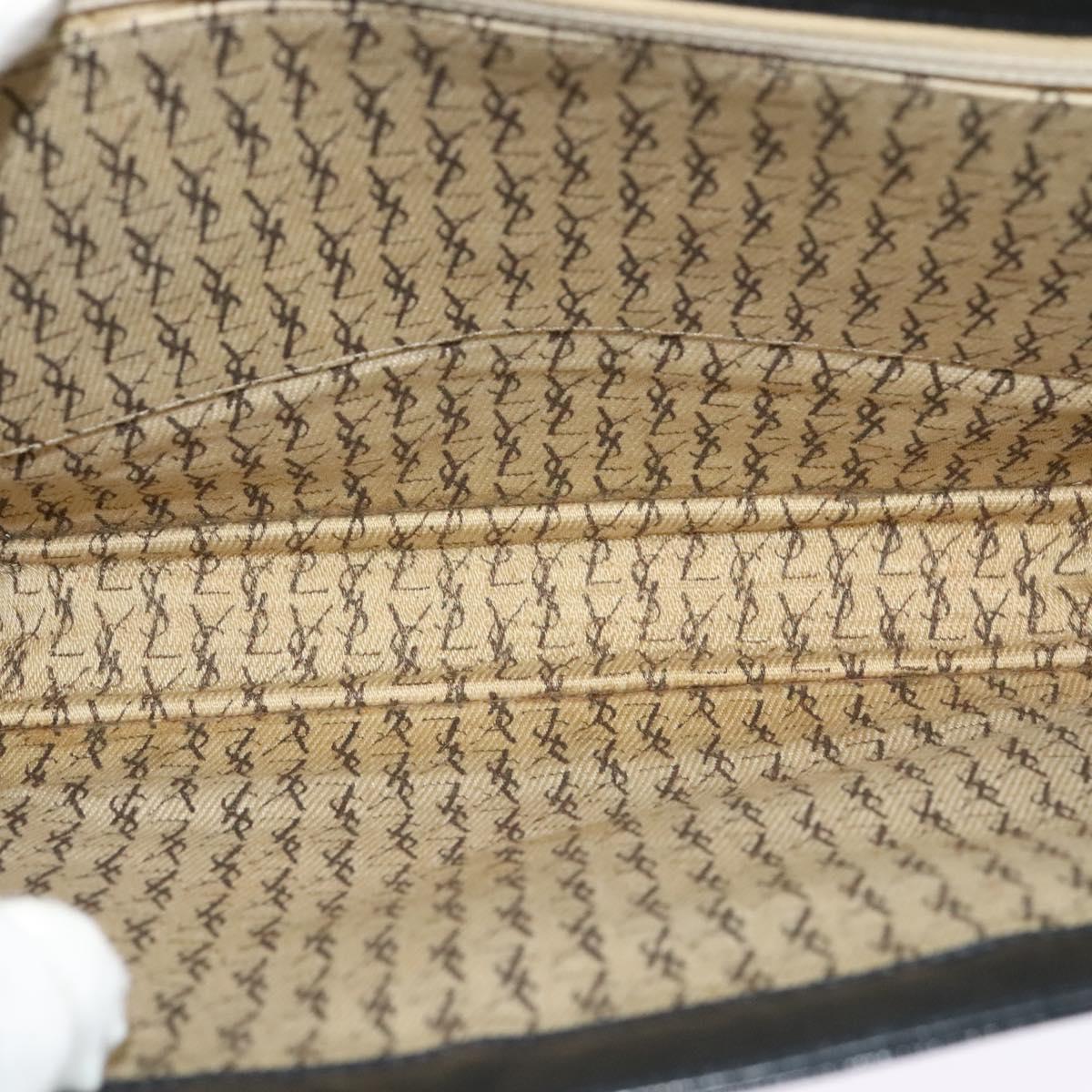 SAINT LAURENT Clutch Bag Leather Black Auth ar13423