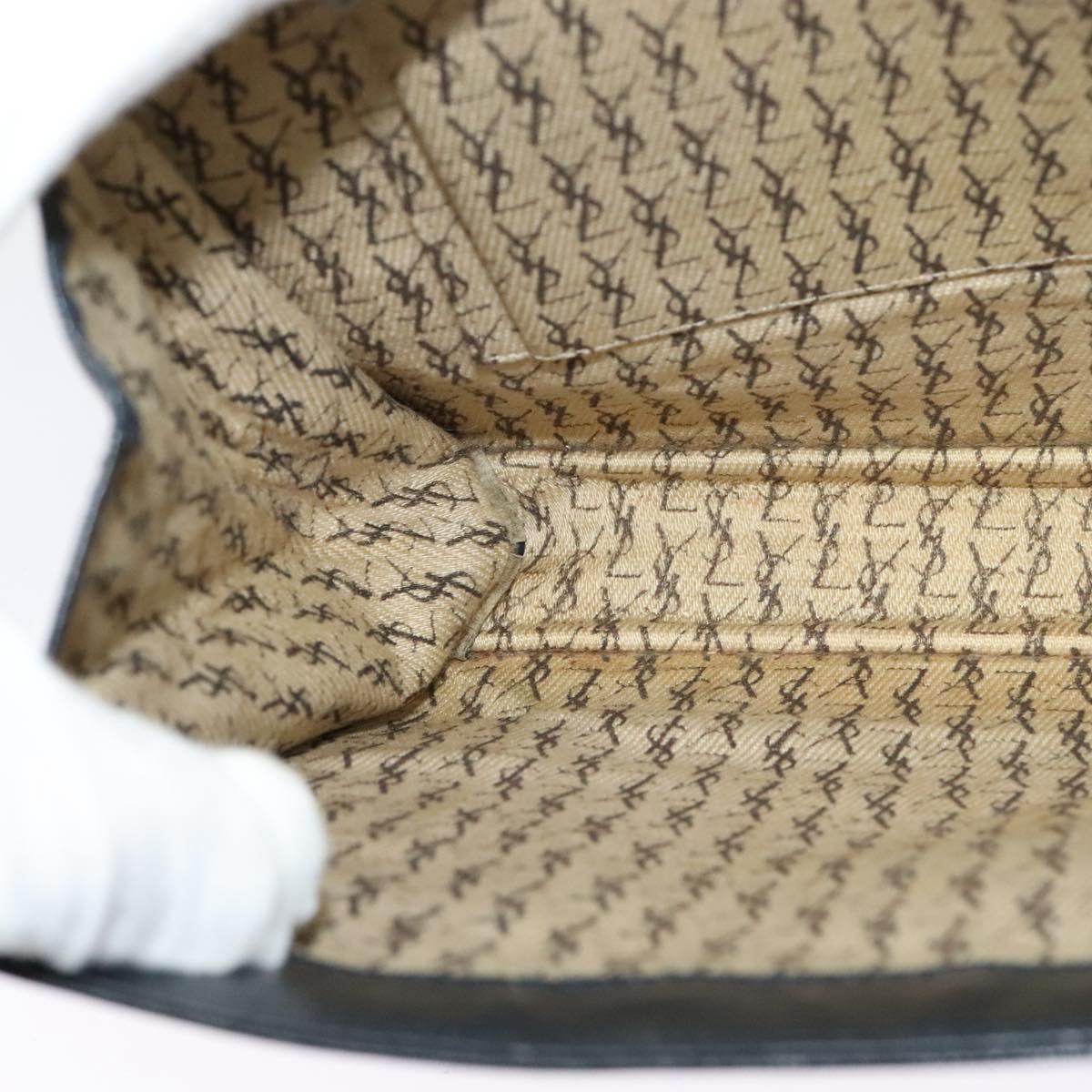 SAINT LAURENT Clutch Bag Leather Black Auth ar13423