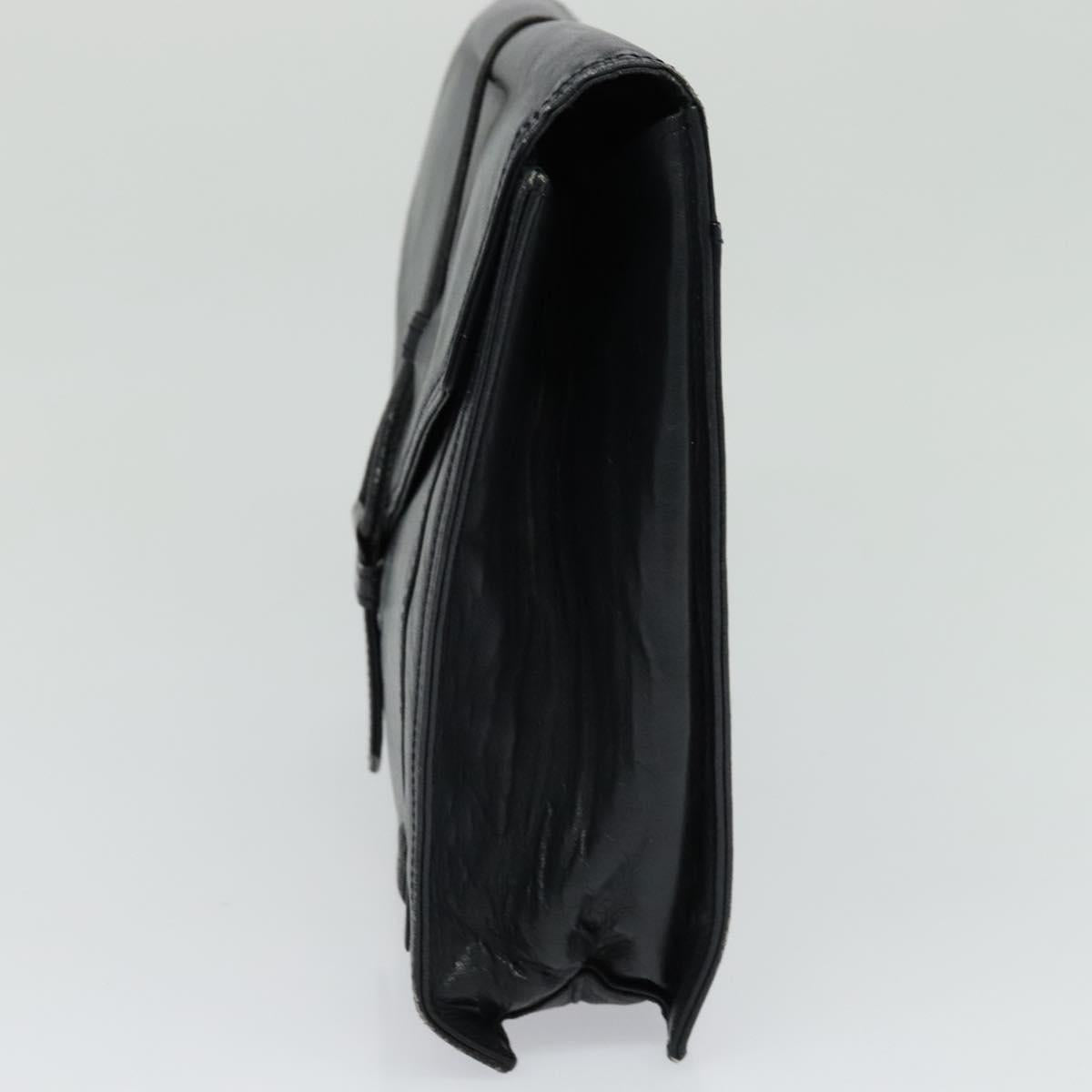 SAINT LAURENT Clutch Bag Leather Black Auth ar13423