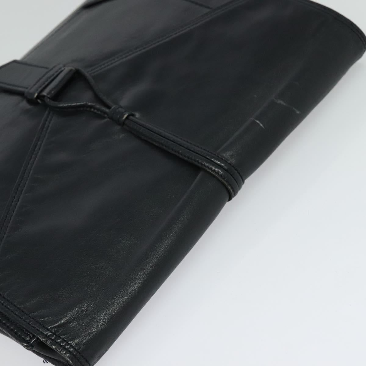 SAINT LAURENT Clutch Bag Leather Black Auth ar13423