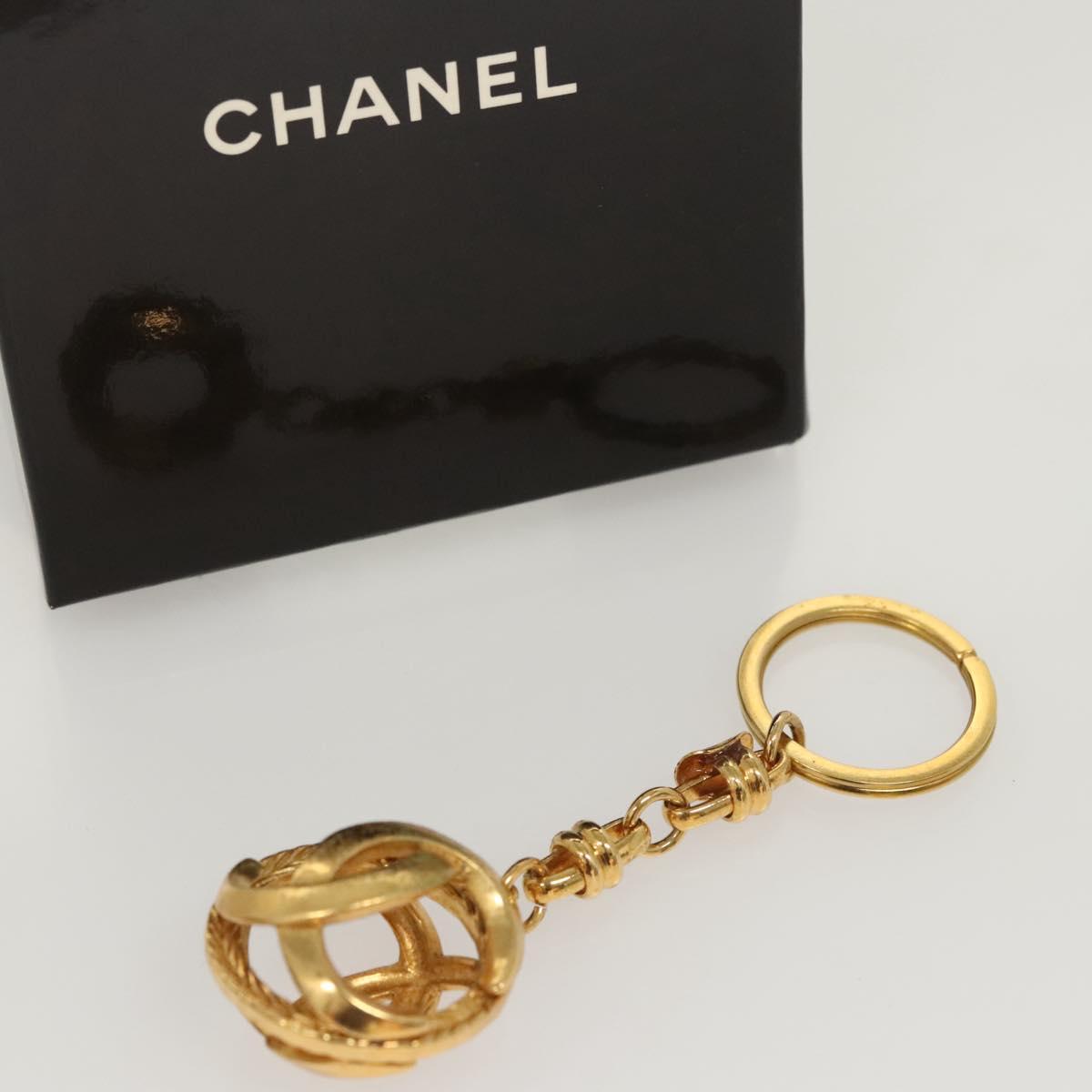 CHANEL COCO Mark Key Ring metal Gold CC Auth ar13427