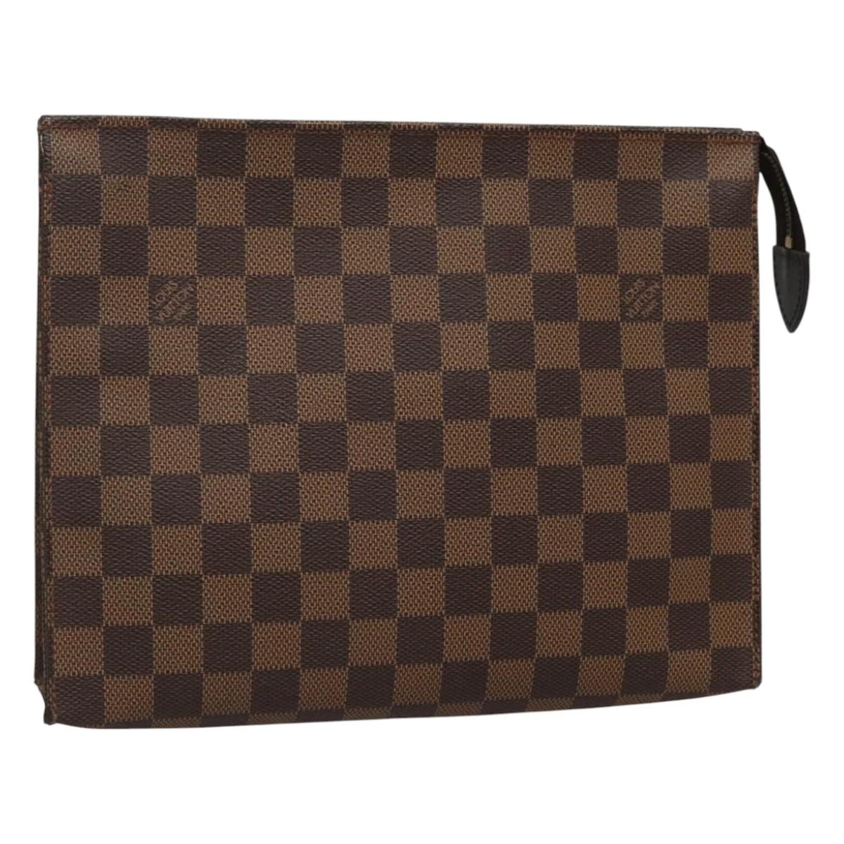 LOUIS VUITTON Damier Ebene Poche Toilette 26 Pouch N47543 LV Auth ar13444