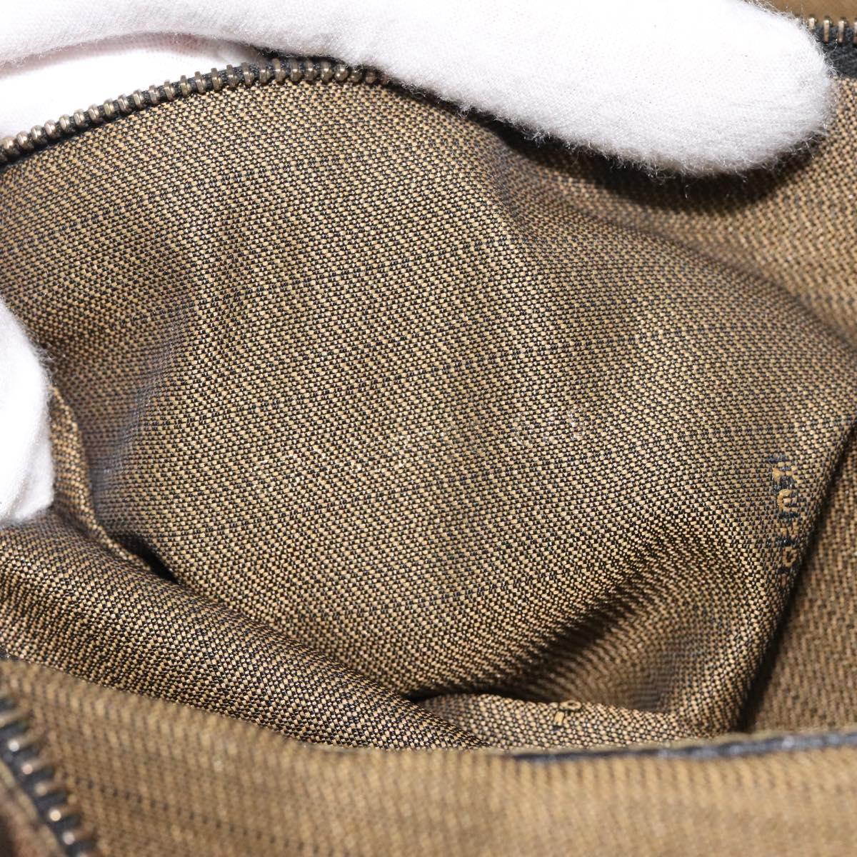 FENDI Zucca Canvas Hand Bag Black Brown gold Auth ar13453