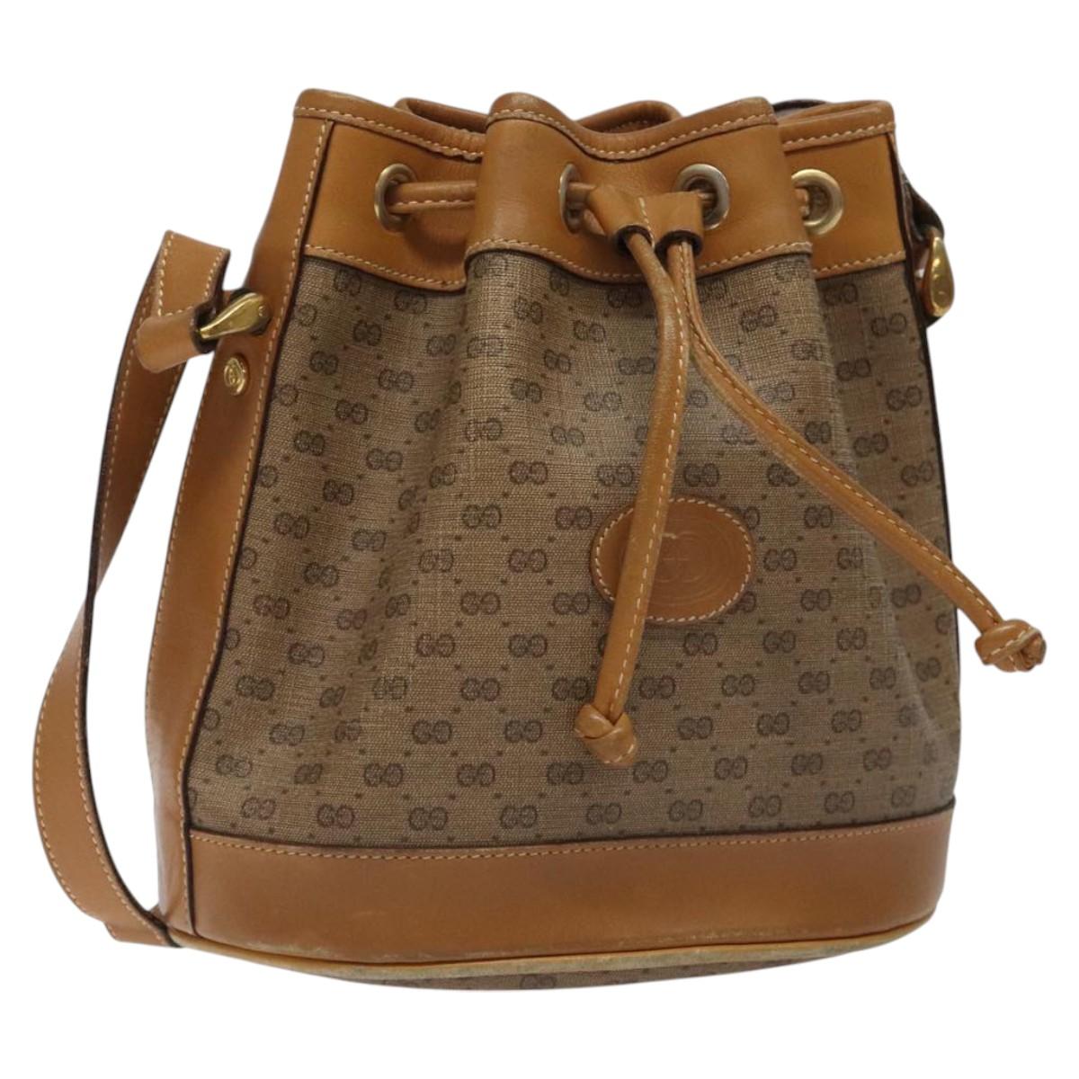 GUCCI Micro GG Supreme Shoulder Bag PVC Beige Gold 007 86 0044 Auth ar13456