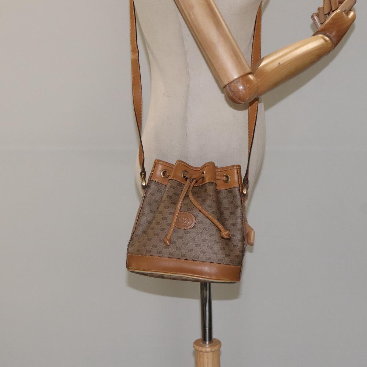 GUCCI Micro GG Supreme Shoulder Bag PVC Beige Gold 007 86 0044 Auth ar13456