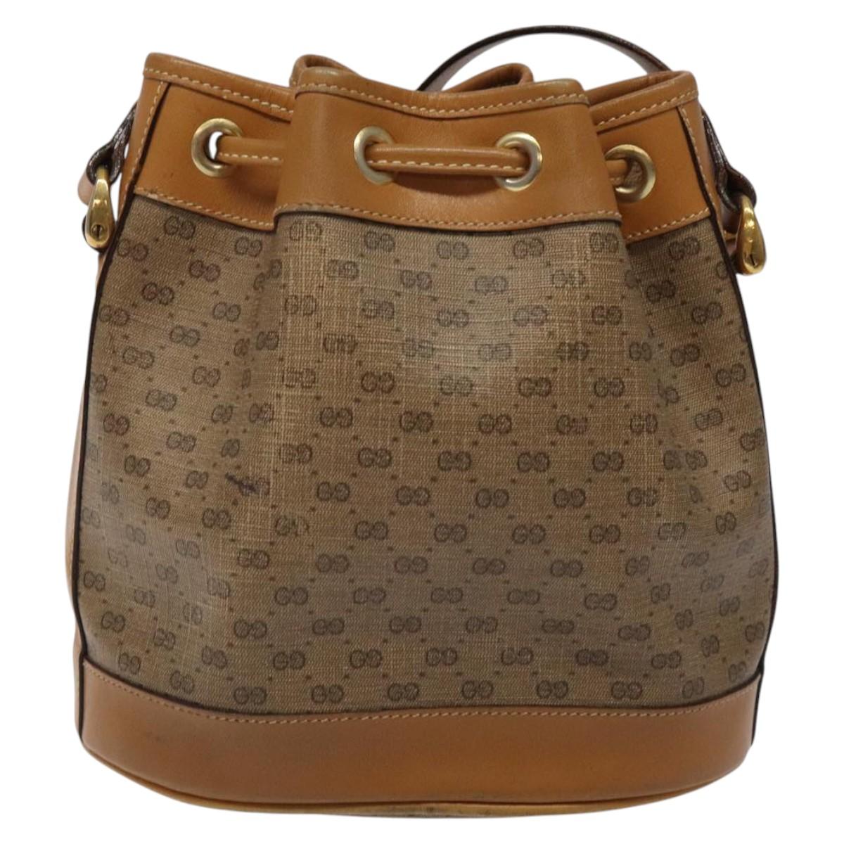 GUCCI Micro GG Supreme Shoulder Bag PVC Beige Gold 007 86 0044 Auth ar13456
