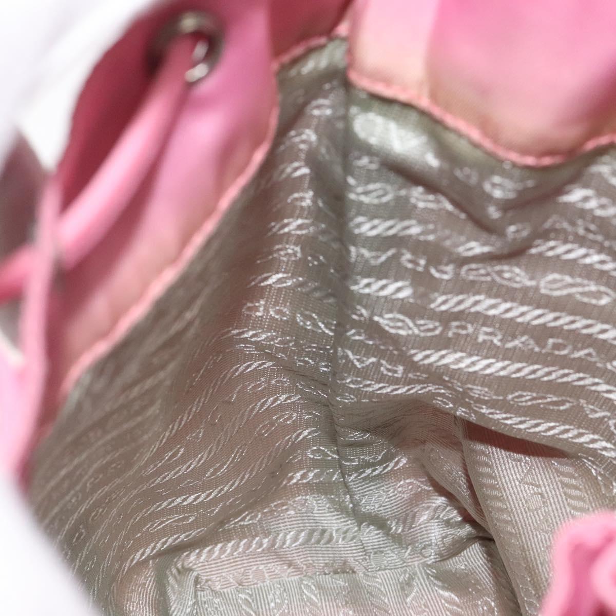 PRADA Hand Bag Nylon Pink Silver Auth ar13470