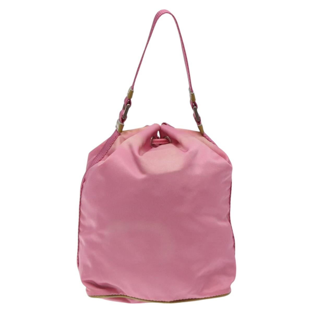 PRADA Hand Bag Nylon Pink Silver Auth ar13470
