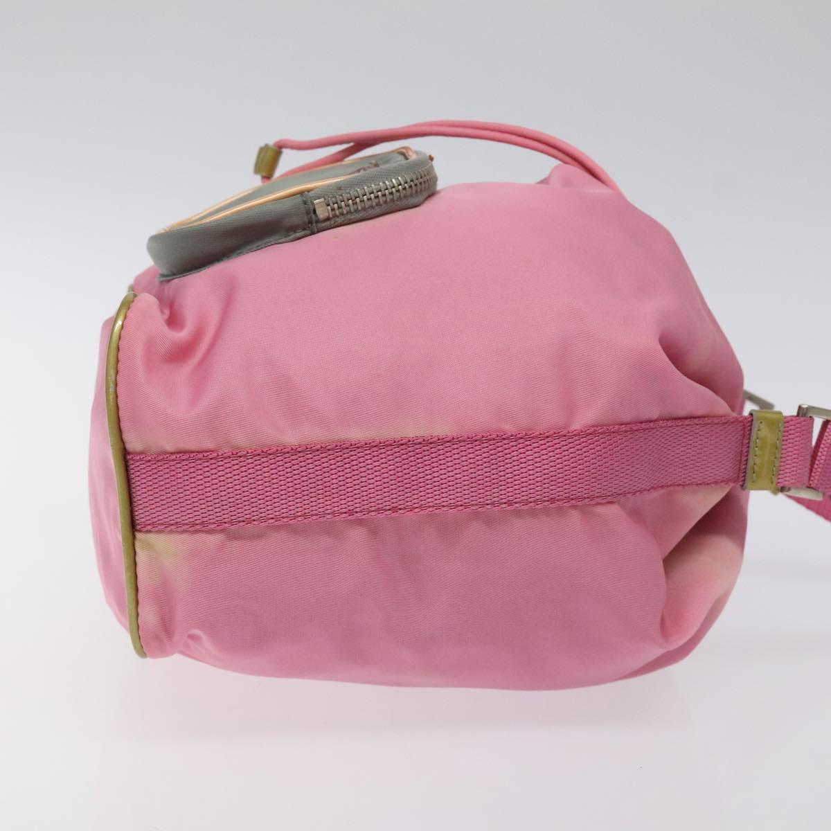 PRADA Hand Bag Nylon Pink Silver Auth ar13470