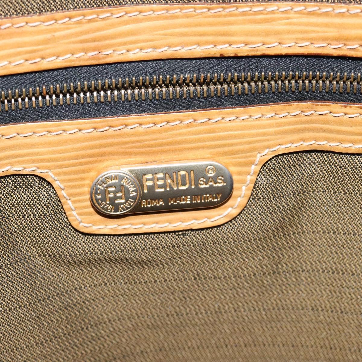 FENDI Zucca Canvas Hand Bag Black Brown gold Auth ar13475