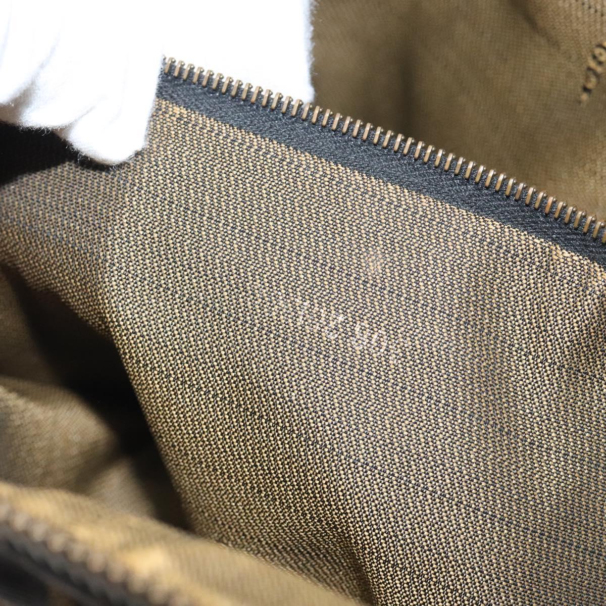 FENDI Zucca Canvas Hand Bag Black Brown gold Auth ar13475