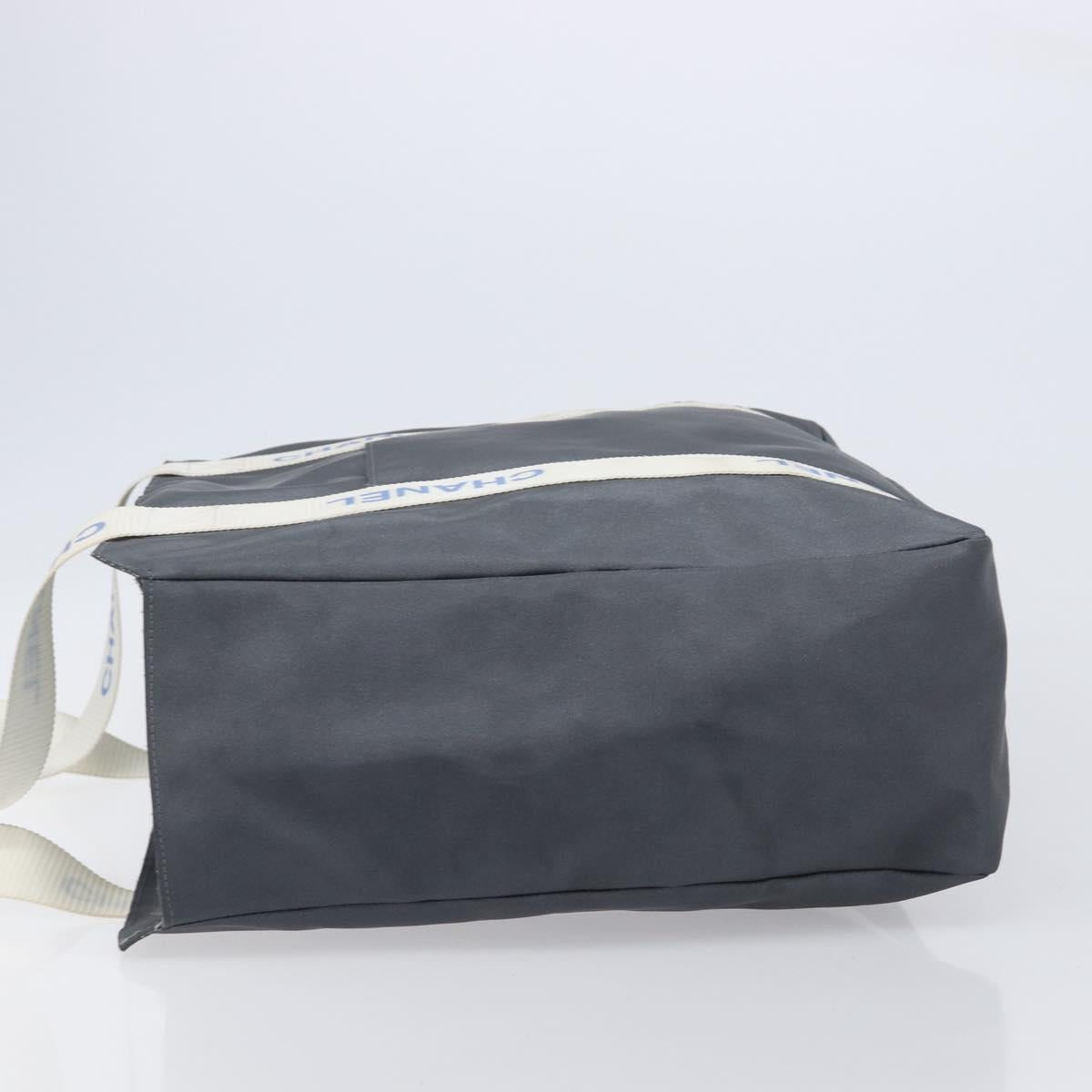 CHANEL Sports Tote Bag Nylon Gray White CC Auth ar13479