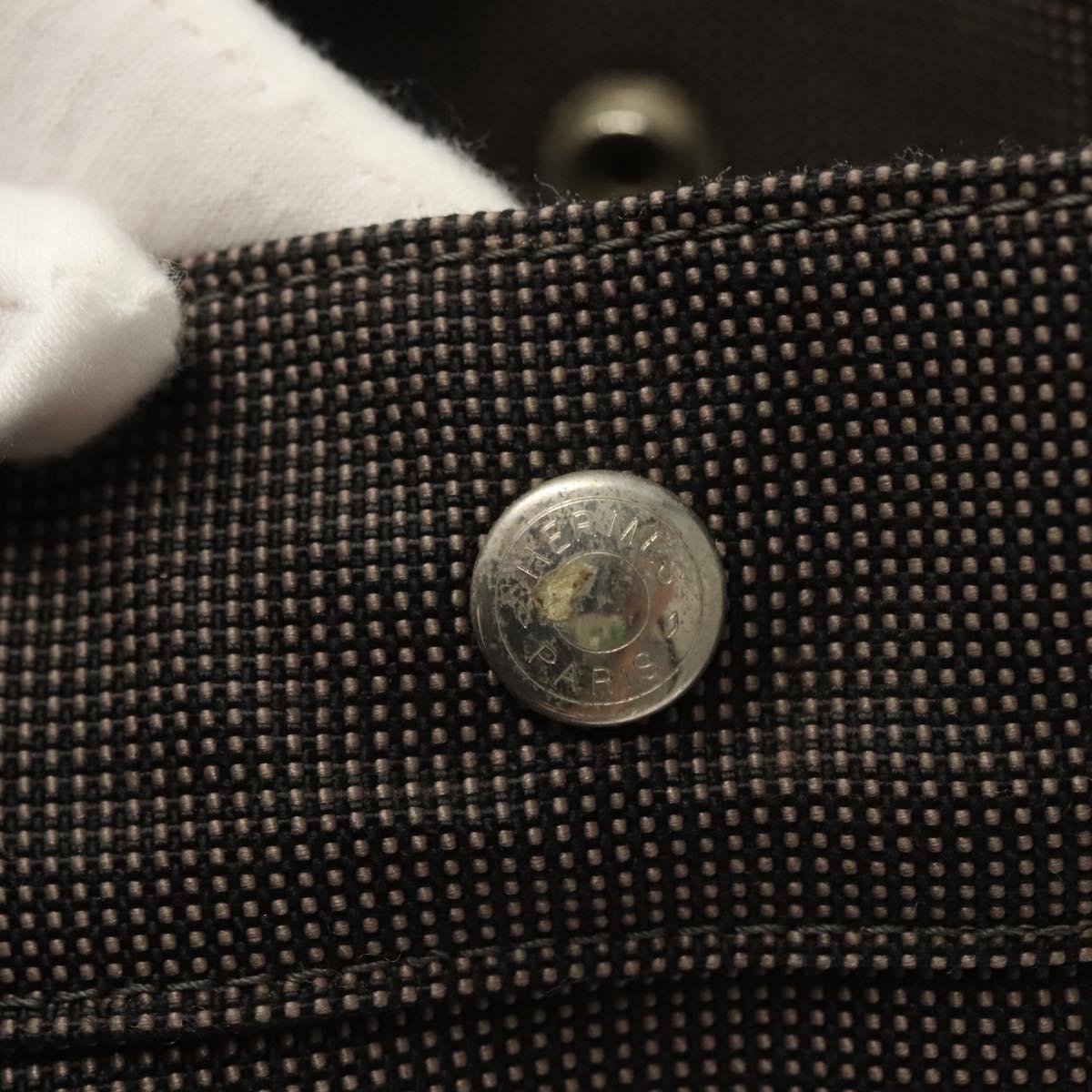 HERMES Her Line MM Tote Bag Canvas Gray Silver Auth ar13480