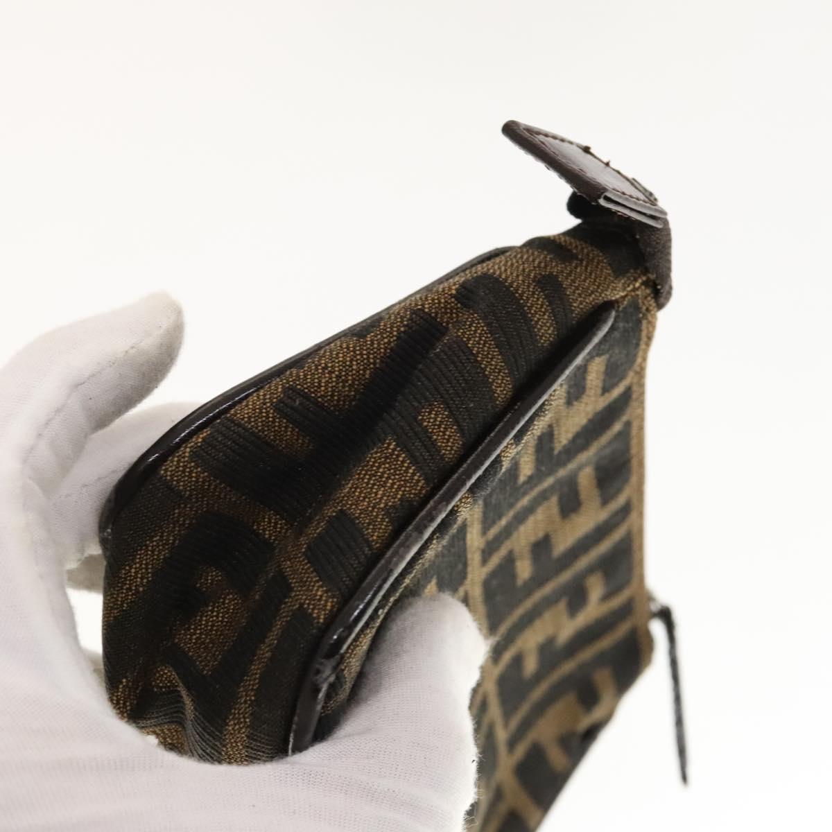 FENDI Zucca Canvas Pouch 2Set Black Brown Auth ar13481