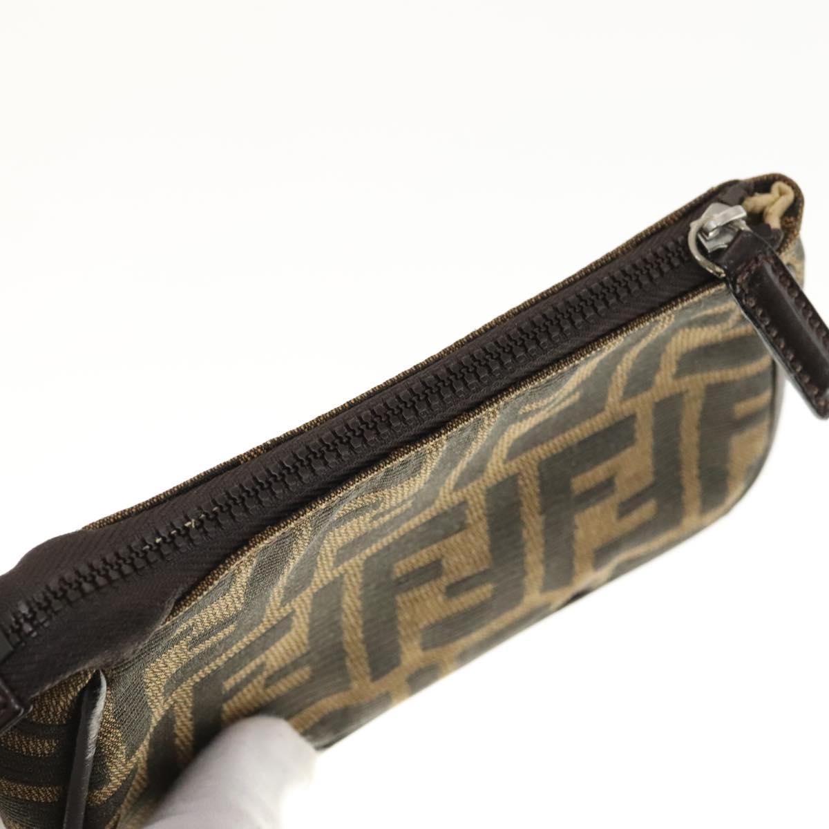 FENDI Zucca Canvas Pouch 2Set Black Brown Auth ar13481