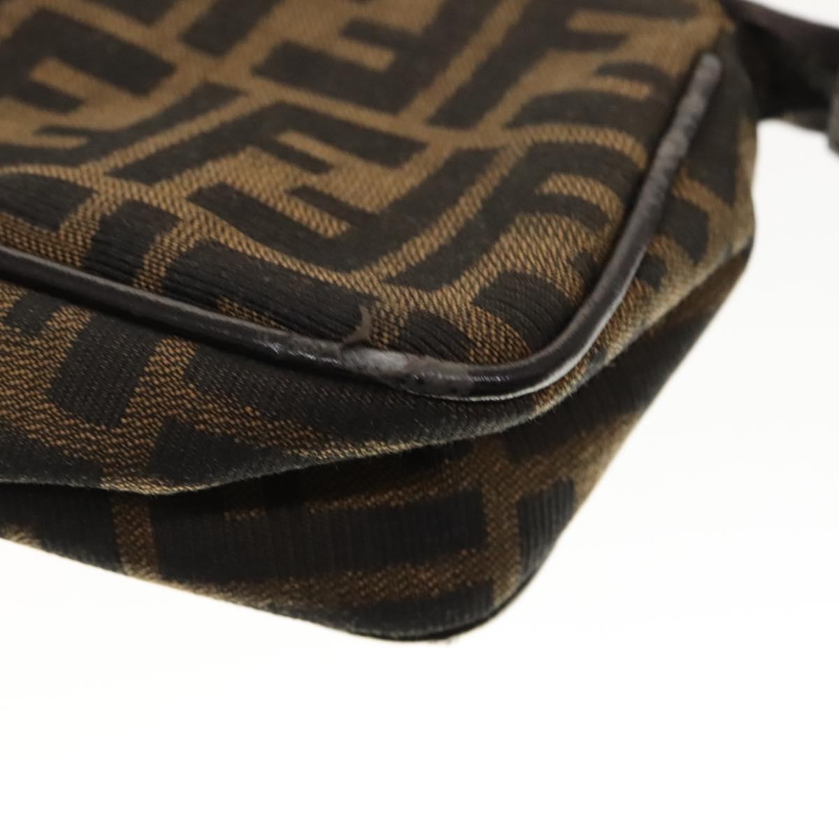 FENDI Zucca Canvas Pouch 2Set Black Brown Auth ar13481