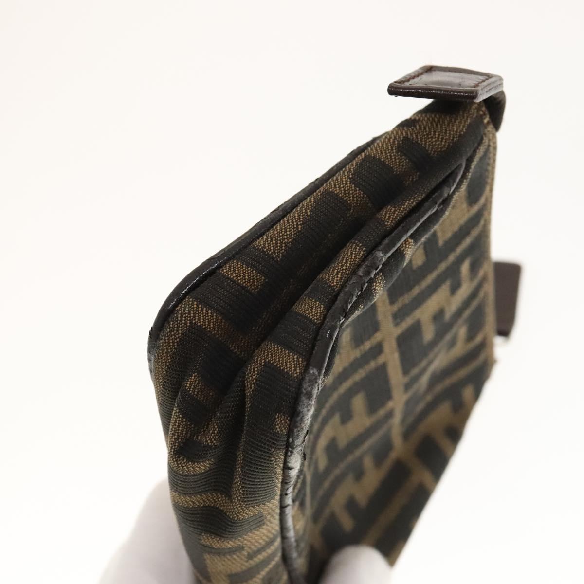 FENDI Zucca Canvas Pouch 2Set Black Brown Auth ar13481