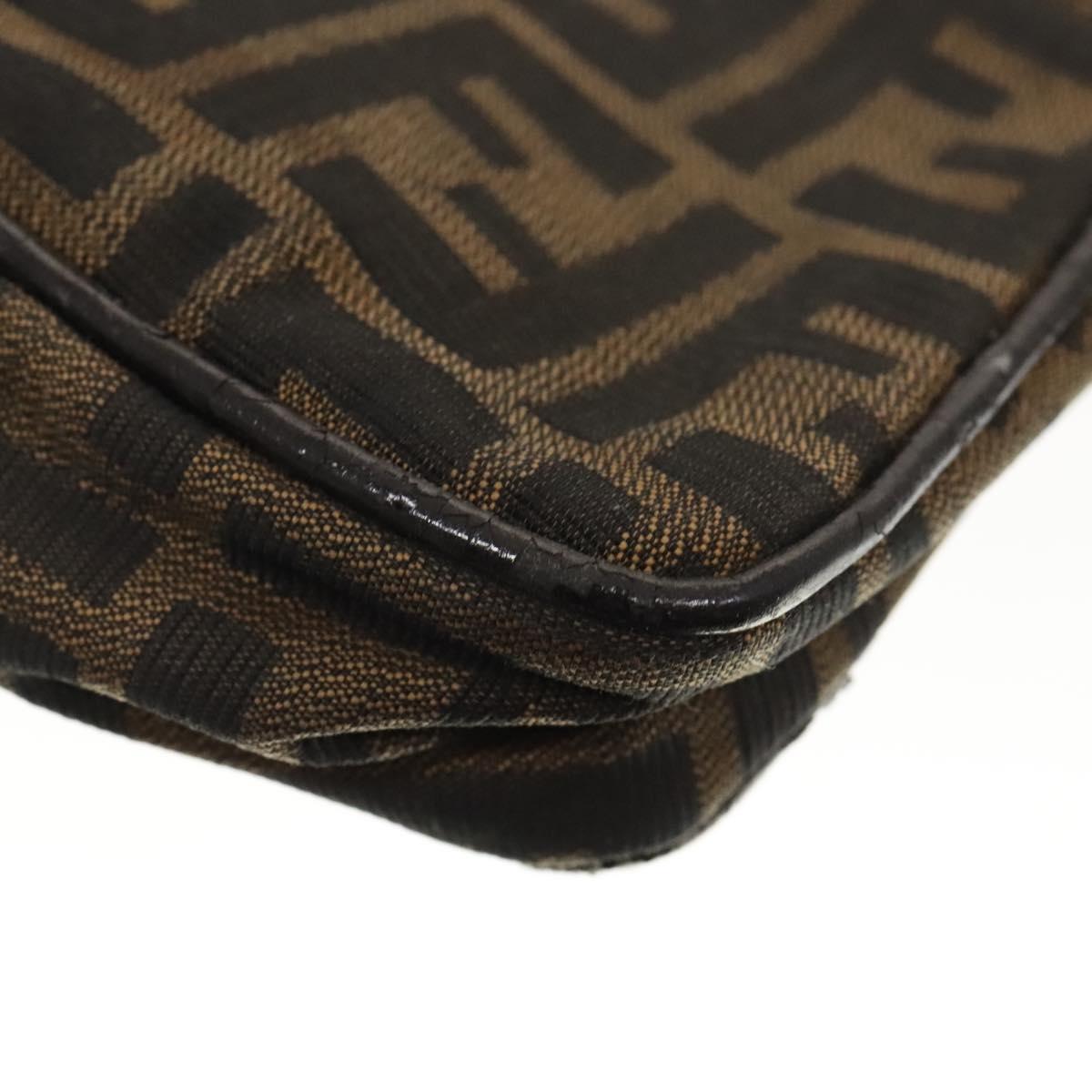 FENDI Zucca Canvas Pouch 2Set Black Brown Auth ar13481