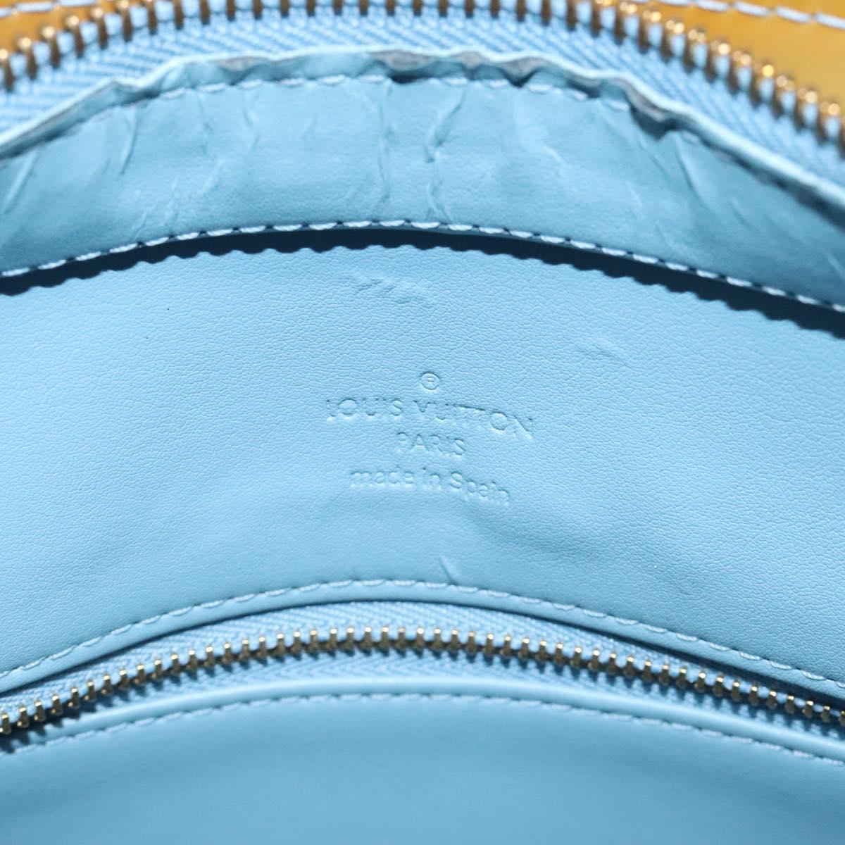 LOUIS VUITTON Monogram Vernis Houston Hand Bag Baby Blue M91005 LV Auth ar13496