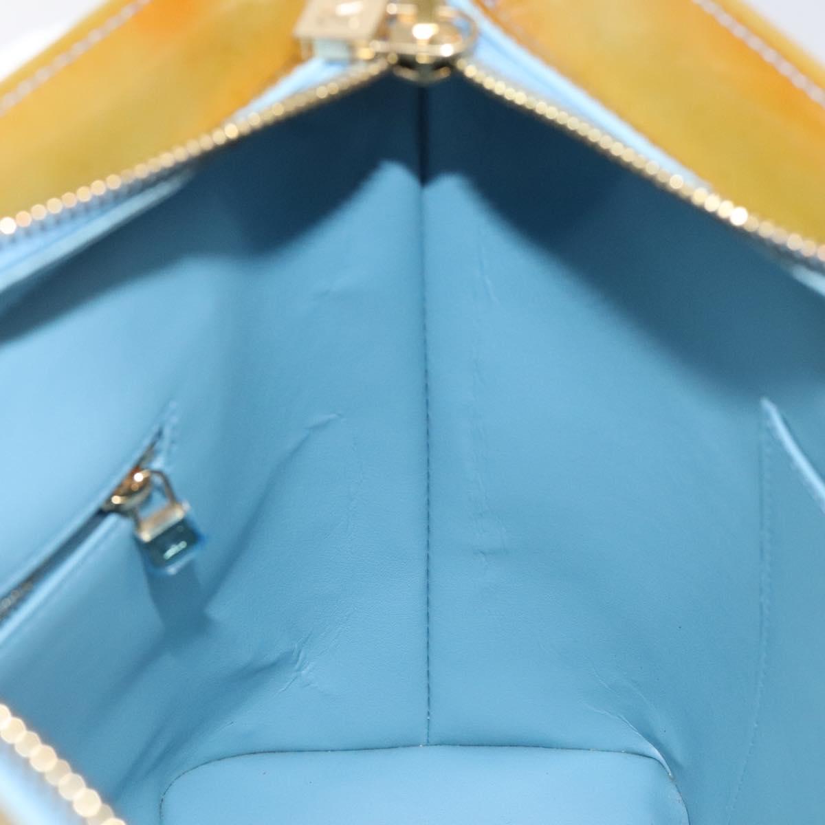 LOUIS VUITTON Monogram Vernis Houston Hand Bag Baby Blue M91005 LV Auth ar13496