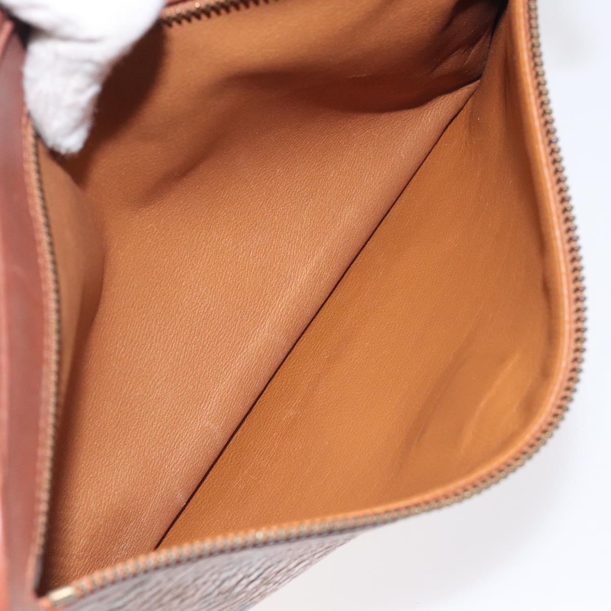 MCM Logogram Vicetos Clutch Bag PVC Leather Brown Gold Auth ar13502