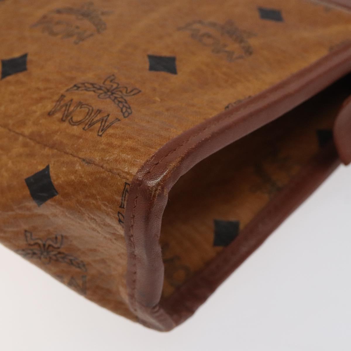 MCM Logogram Vicetos Clutch Bag PVC Leather Brown Gold Auth ar13502