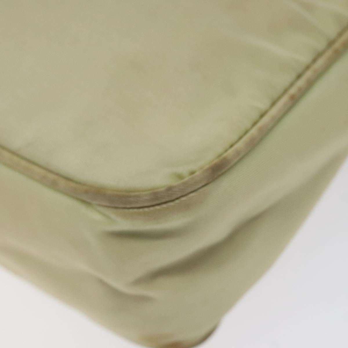 PRADA Accessory Pouch Nylon Beige Silver Auth ar13503